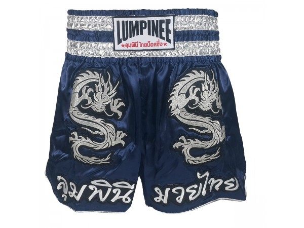 Spodenki Muay Thai Kickboxingu Lumpinee : LUM-038-Ciemnoniebieski